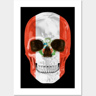 Peru Flag Skull - Gift for Peruvian With Roots From Peru Posters and Art